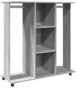 szürke sonoma szerelt fa ruhásszekrény kerékkel 102x38x110 cm