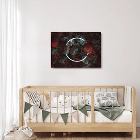 Kép - Neon kör a pálmafák között (üvegen) (70x50 cm)