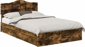 vidaXL Tárolós Ágy fejtámlával Füstölt tölgy 135 x 190 cm Faanyag