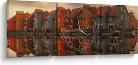 Színes házak képe (órával) (90x30 cm)