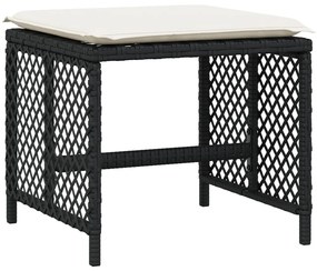 4 db fekete polyrattan kerti szék párnával 41 x 41 x 36 cm
