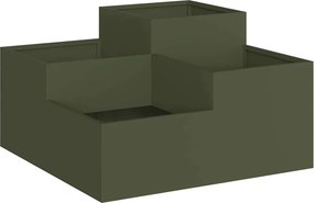 vidaXL Kerti cserép Oliva zöld 80 x 80 x 48 cm Acél