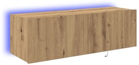 TV faliszekrény LED világítással, Kézműves tölgy 100x35x31 cm