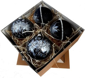 Üveg karácsonyfadísz 4 db 10 cm Prémium