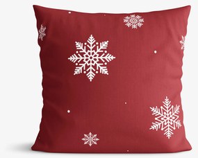 Goldea karácsonyi pamut párnahuzat - hópelyhek piros alapon 30 x 50 cm