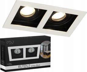 Halogén Lámpatest Dupla Süllyesztett Mozgatható Fekete-fehér Edo