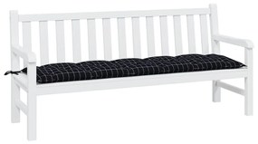 fekete kockás oxford szövet kerti padpárna 180 x 50 x 7 cm