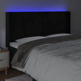 fekete bársony LED-es fejtámla 163x16x118/128 cm
