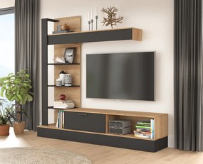 Nappali fal, riviera tölgy/fekete, GELUZA