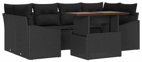 vidaXL Kert étkező szett párnával 7 pcs Fekete és Barna