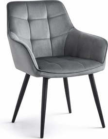 Étkezőfotel VARSI VELVET fekete lábakkal, szürke