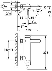 GROHE 33624001 - ESSENCE kádcsaptelep, 193 mm, fényes króm