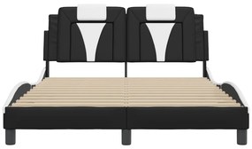 fekete és fehér műbőr ágykeret Viana matrac nélkül 140 x 200 cm