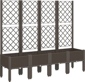 vidaXL barna polipropilén rácsos kerti ültetőláda 160 x 40 x 142 cm