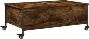 vidaXL füstös tölgy szerelt fa dohányzóasztal kerekekkel 91x55x34 cm