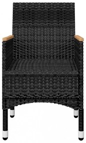 vidaXL 3 részes fekete polyrattan és edzett üveg kerti bisztrószett