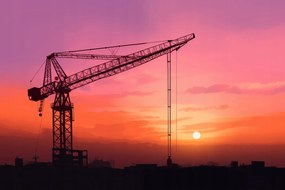 Poszter 30x20cm Esti hangulat az építkezésen