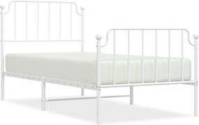 vidaXL fehér fém ágykeret fej- és lábtámlával 90 x 200 cm