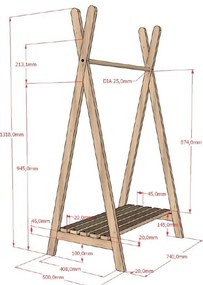 Natúr színű tölgyfa gyerek fogas 74x132 cm Forrest – Vipack