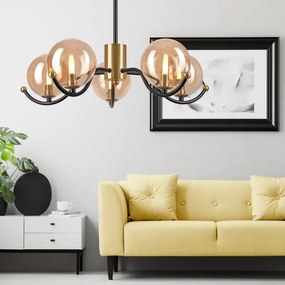 Csillár rúdon GEORGIA 5xG9/5W/230V arany/füstös bézs