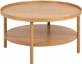 Banbury Tölgy Dohányzóasztal 80 cm kerek alacsony nappali asztal polccal