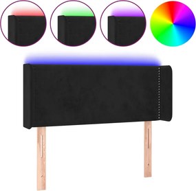 vidaXL fekete bársony LED-es fejtámla 93 x 16 x 78/88 cm