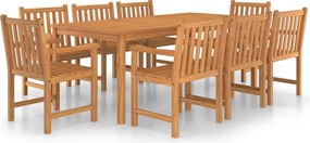 vidaXL 9 darabos tömör tíkfa kerti étkezőgarnitúra 200 x 100 cm