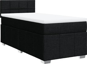 vidaXL fekete szövet rugós ágy matraccal 80 x 200 cm