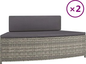 vidaXL 2 db szĂŒrke polyrattan pezsgĆfĂŒrdĆ pad pĂĄrnĂĄval