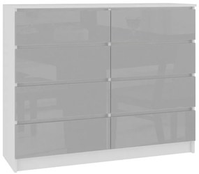 ARMARIA K120 komód, 120x99x40, fehér/metalik magasfényű