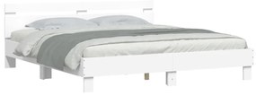 fehér ágykeret fejtámlával és LED-del 200 x 200 cm