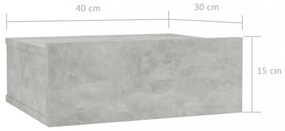 2 db betonszürke szerelt fa függő éjjeliszekrény 40x30x15 cm