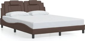 vidaXL barna műbőr ágykeret Viana matrac nélkül 160 x 200 cm