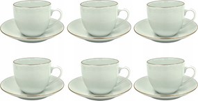 6 db-os csésze szett csészealjjal 320 ml Base Gold Bogucice arany csíkkal