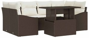 vidaXL Kerti Kanapé Szett tárolóval 7 pcs Barna Poli rattan