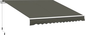 Outsunny Karos Kihúzható Napellenző 350x250 cm Terasz Napernyő Vízálló és UV-védett Fém Kurblival Kültéri Rolós Napellenző | Aosom