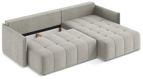 Világosszürke kinyitható-tárolóhelyes sarokkanapé (jobb oldali-heverő résszel) Moku – Makamii