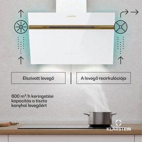 Klarstein Alina páraelszívó, EEK A, Touch, LED világítás, Elszívás/visszaforgatás, 600 m³/h