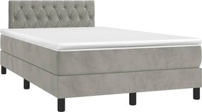 vidaXL világosszürke bársony rugós ágy matraccal 120 x 190 cm