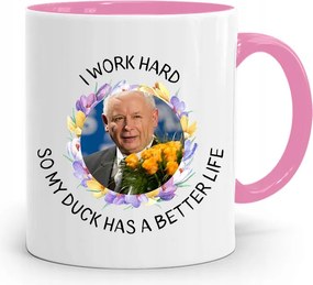 Rózsaszín Vicces Bögre Jaroslaw Kaczynski fényképes nyomattal