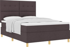 vidaXL Boxrugós ágy matracmal Sötét Barna 140 x 190 cm szövet