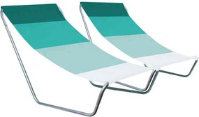 2 db összecsukható tengerparti napozóágy SAND, zöld csíkos