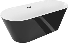 Luxury Flavia szabadon álló fürdökád akril  170 x 75 cm, fehér/fekete,  leeresztö   fekete - 54031708075-B Térben álló kád