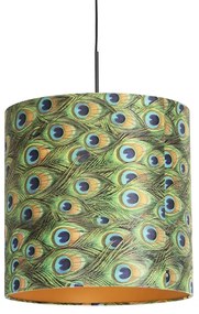 Lógólámpa bársony árnyékolóval páva mintával arannyal 40 cm - Combi