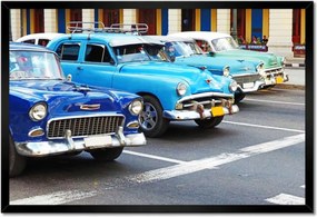Poszterek keretben 60x40 Kubai autók Kuba