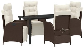 vidaXL Kert étkező szett párnával 5 pcs Barna polirattan