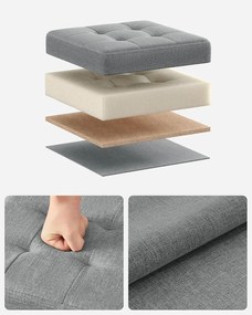 Összecsukható tároló pad, világosszürke 30x30x30cm