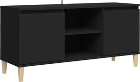 vidaXL fekete TV-szekrény tömör falábakkal 103,5 x 35 x 50 cm