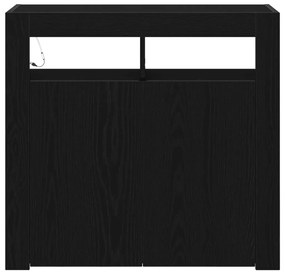 fekete tölgy komód LED világítással, 80x35x75 cm, MDF