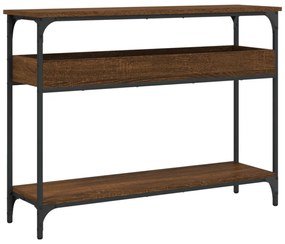 barna tölgyszínű szerelt fa tálalóasztal polccal 100x29x75 cm